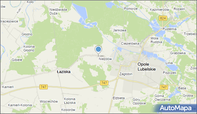 mapa Niezdów, Niezdów gmina Opole Lubelskie na mapie Targeo